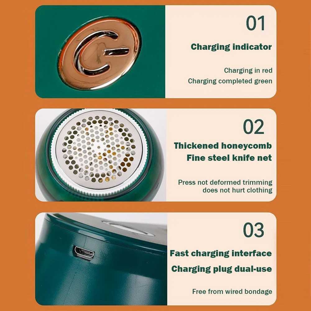 USB Rechargeable Electric Lint Remover – 6-Blade Clothes Defuzzer